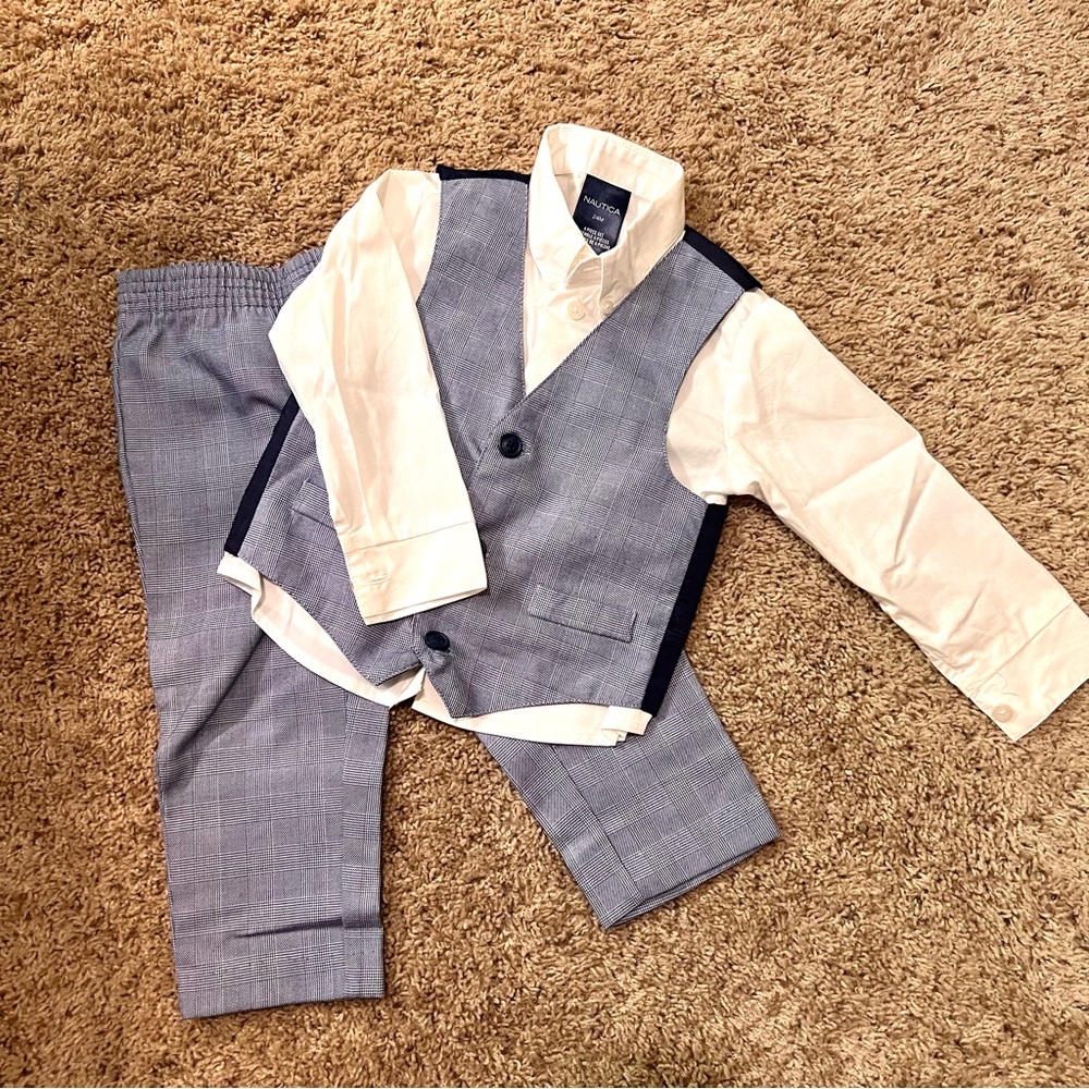 Nautica 3 Piece Suit Vest Set - Size 24M